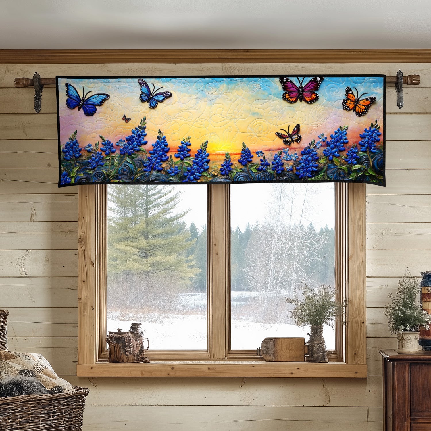 Butterfly Waltz Quilted Valance Christmas Decor For Entryway Christmas Floral Gifts