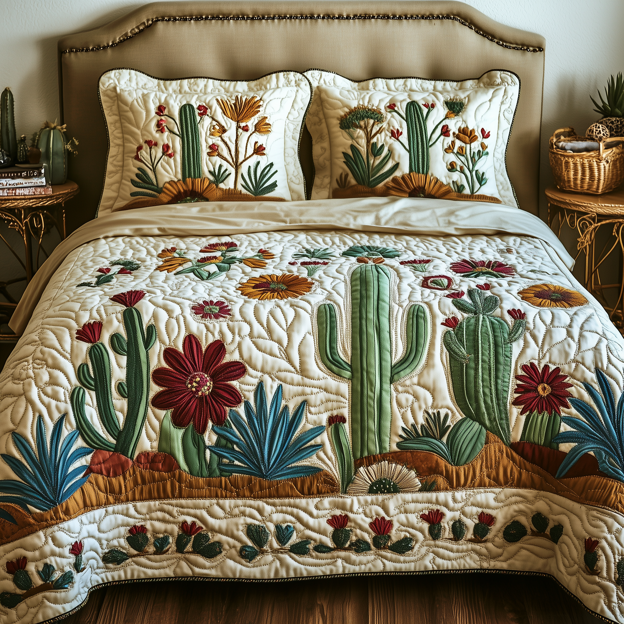 Cactus Festival Quilted Bedding Set Cover Bed Set Thoughtful Mother's Day Gifts