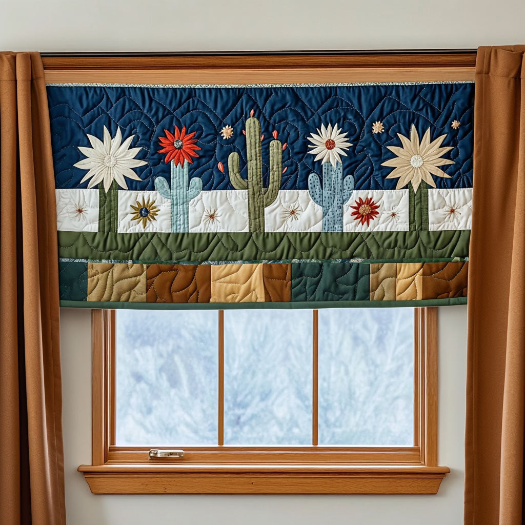Cactus Star Garden Quilted Valance Christmas House Decor Cactus Theme Gifts