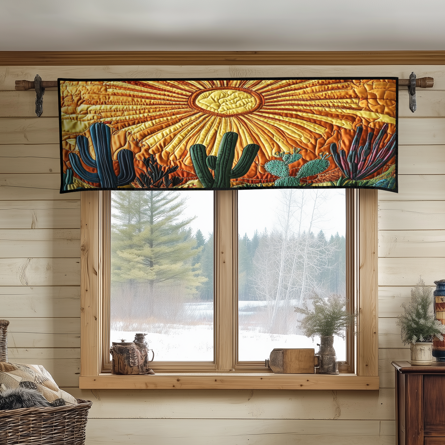 Cactus Sunrise Quilted Valance Home Entrance Decor Ideas Best Cactus Related Gifts