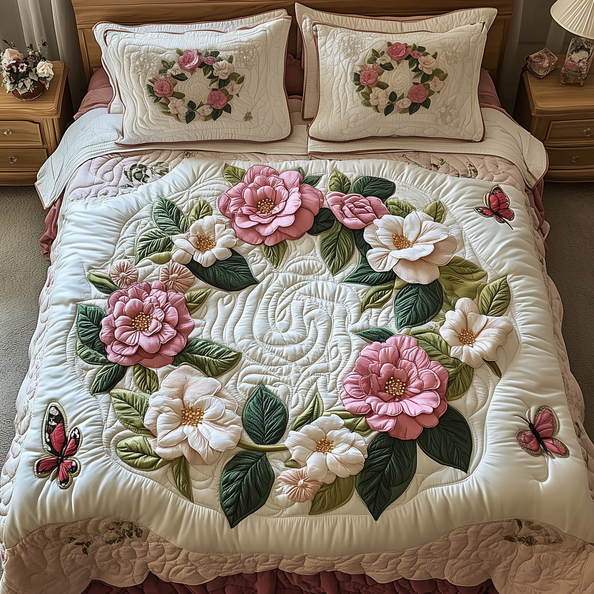 Camellia Quilted Bedding Set Good Sheet Sets Gifts For Juneteenth