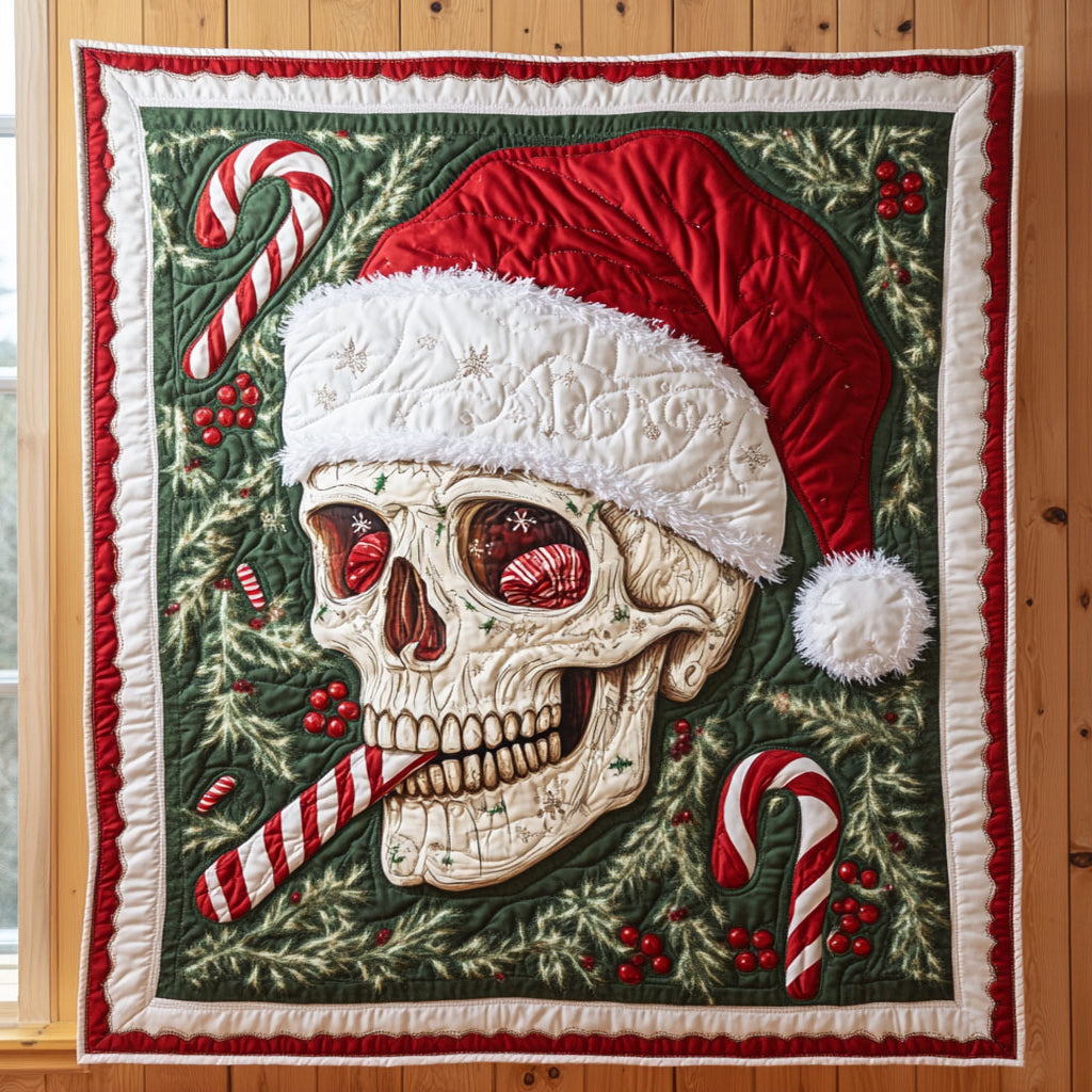 Candy Cane Bones Quilt Luxury Quilt Blanket Gift for Elegant Interiors