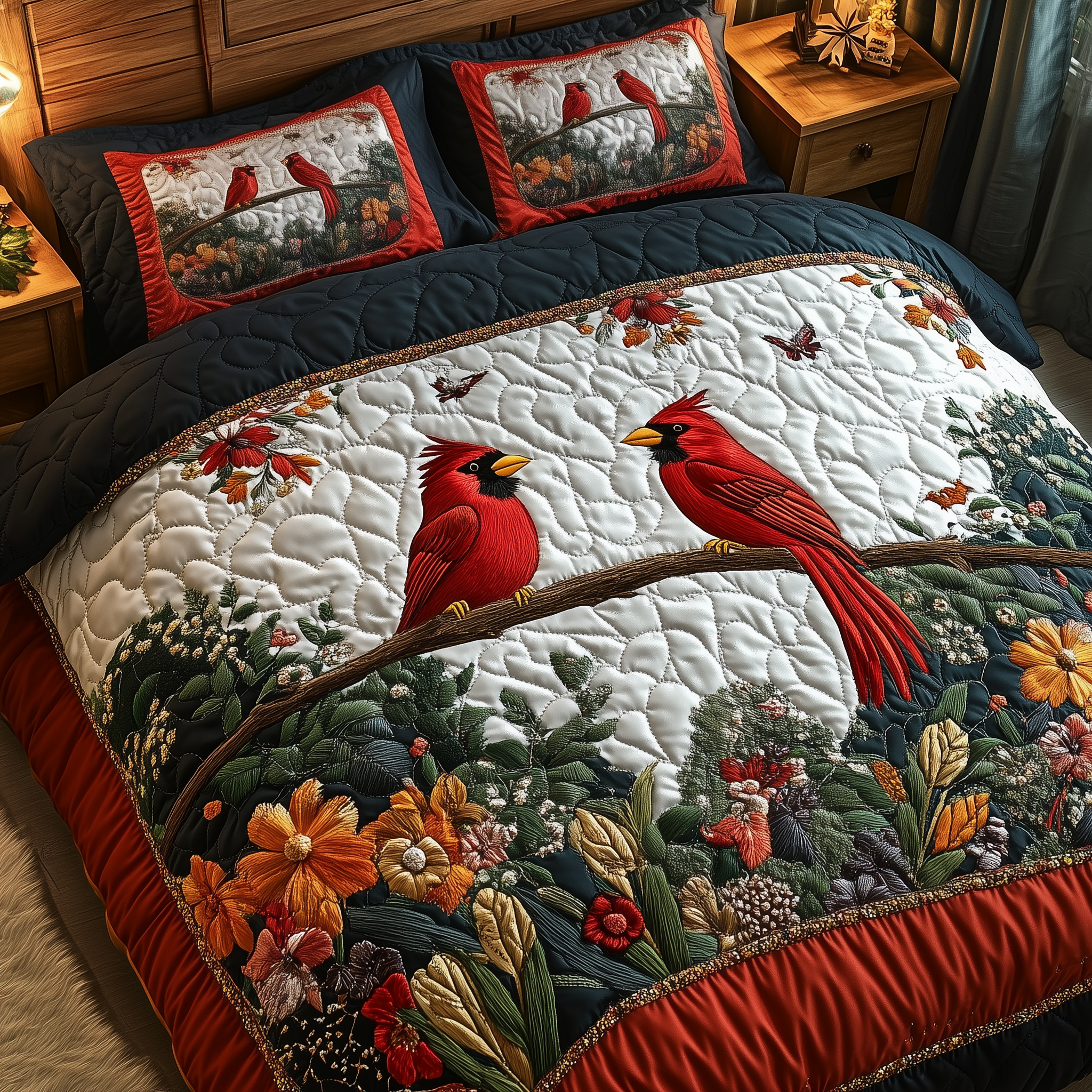 Cardinal Hearts Together Quilted Bedding Set Bedroom Decorations Cardinal Christmas Gift Ideas