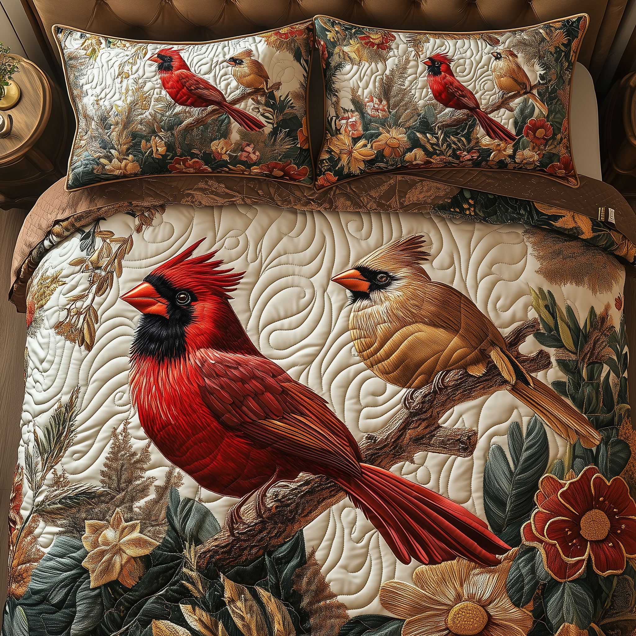 Cardinal Love Dance Quilted Bedding Set Bed Bedding Set Cardinal Gifts For Mom