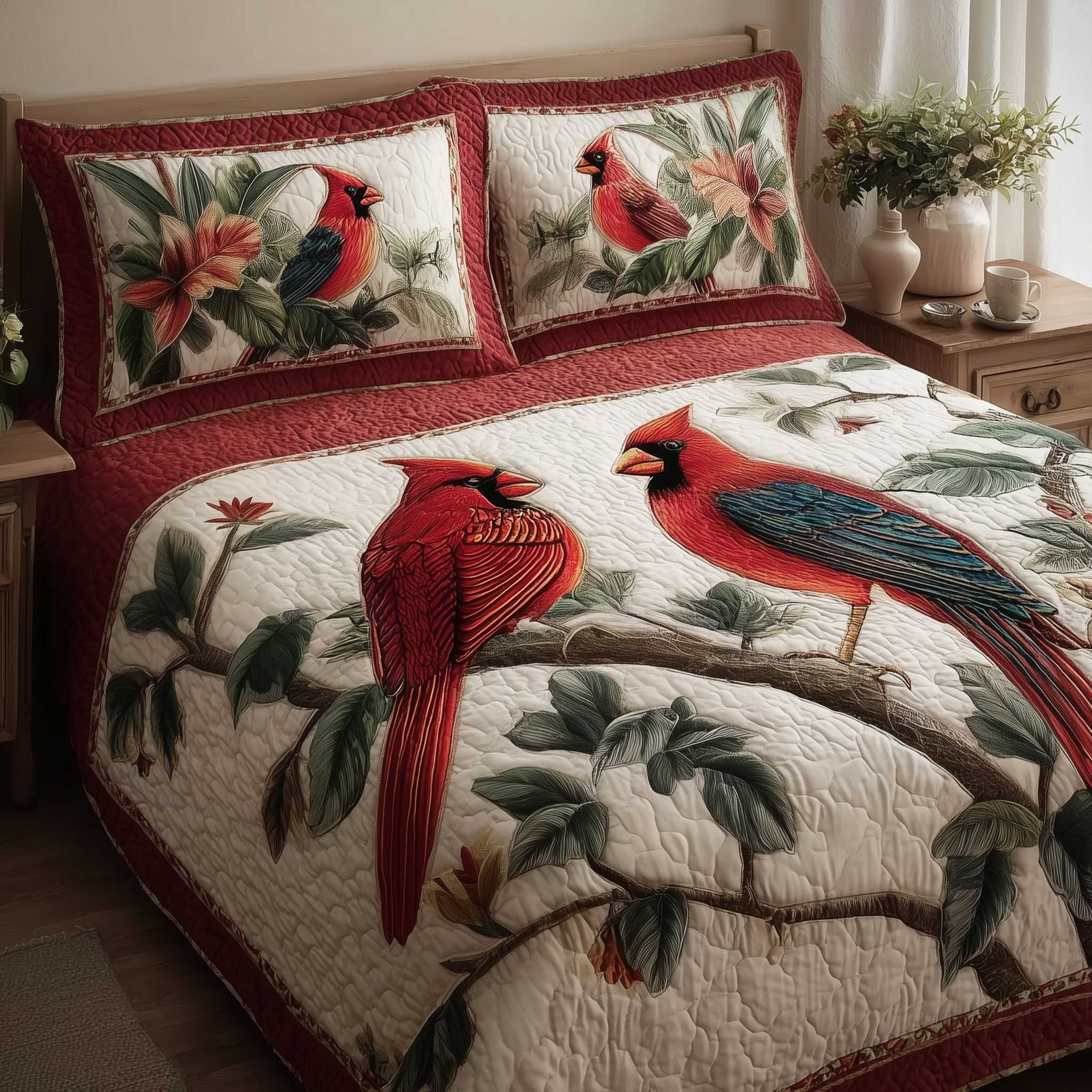 Cardinal Love Quilted Bedding Set Best Bedding Sets Unique Cardinal Gifts