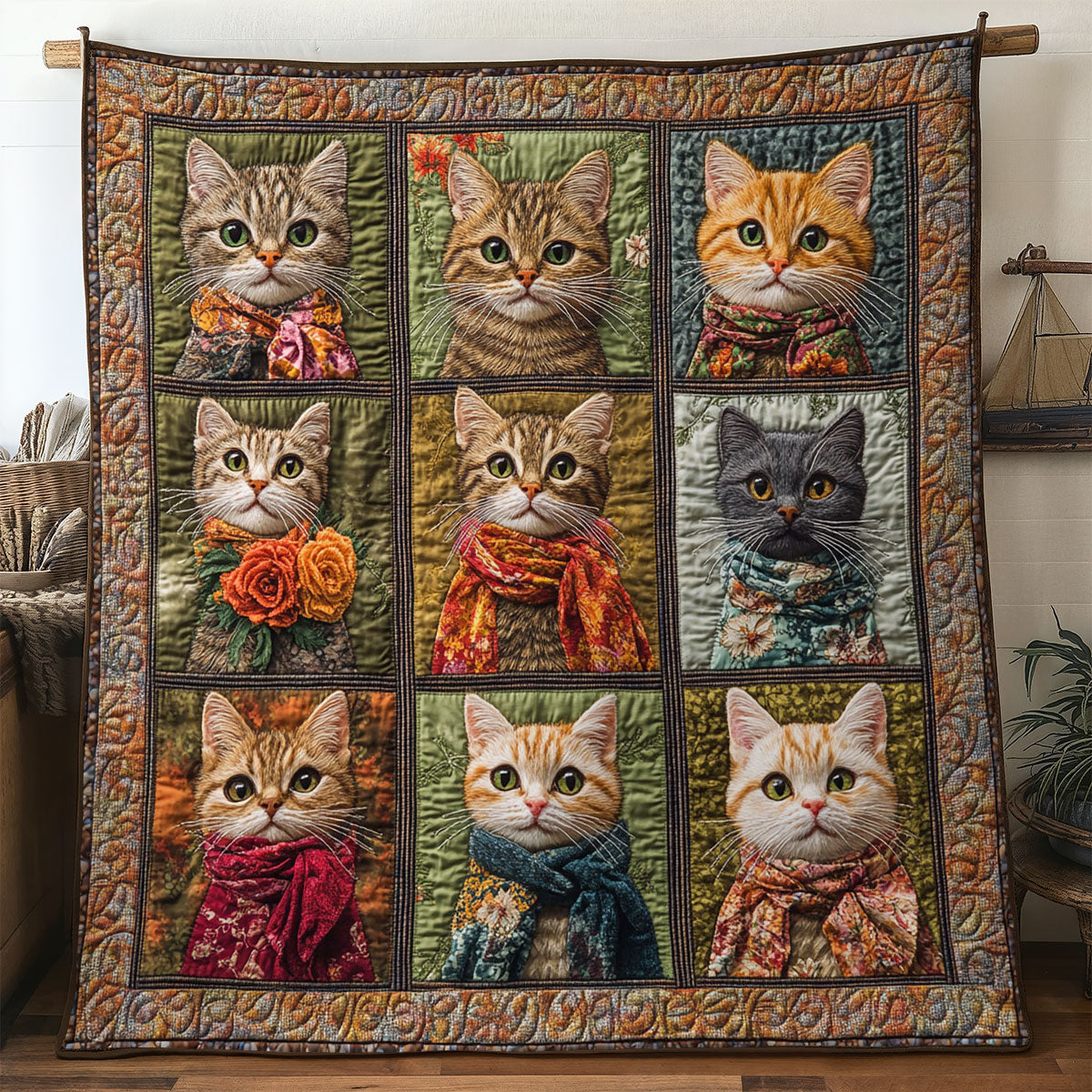 Cat Collage Quilt Soft Quilt Blanket to Add Style and Warmth