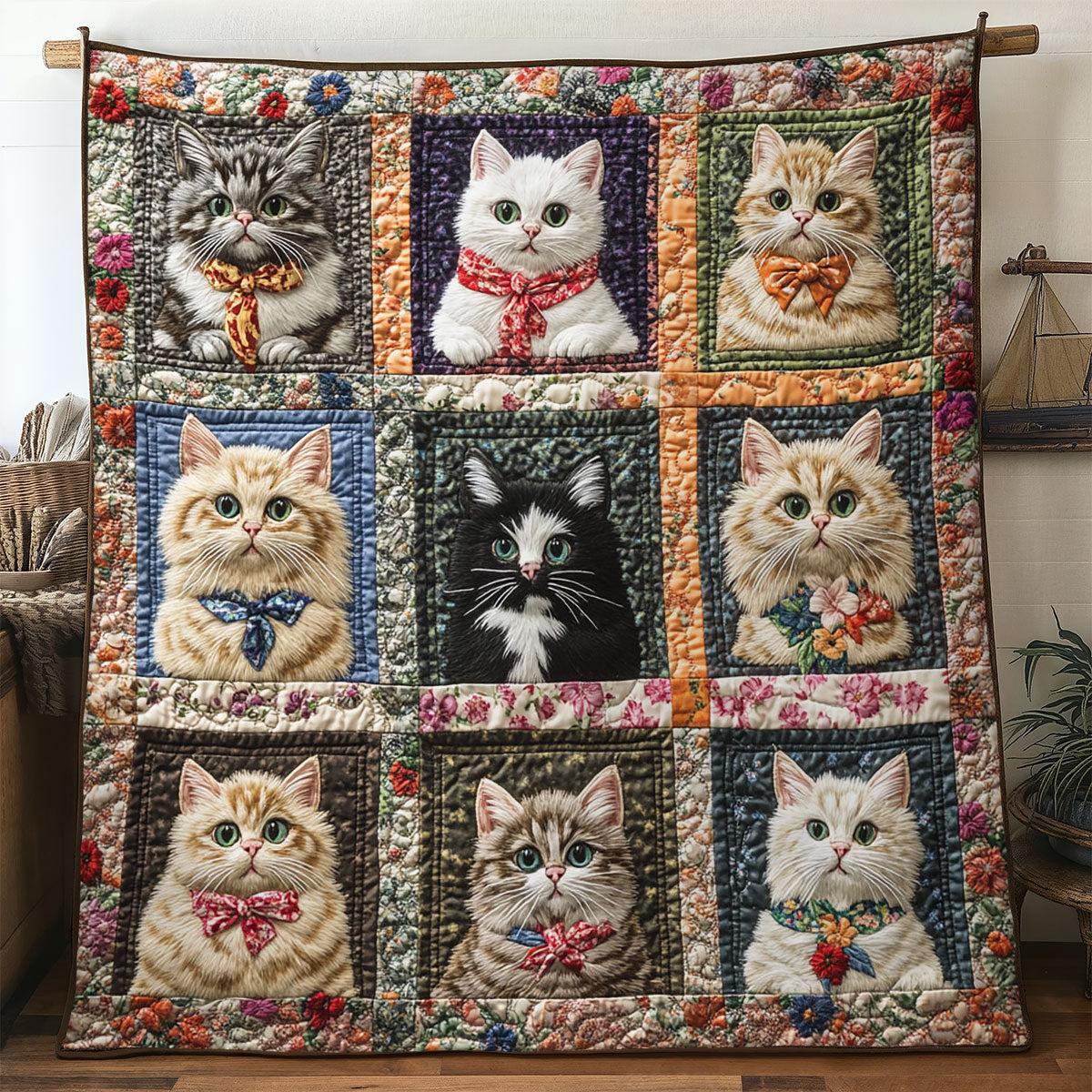 Cat Gallery Quilt Trendy Quilt Blanket for Modern Home Interiors