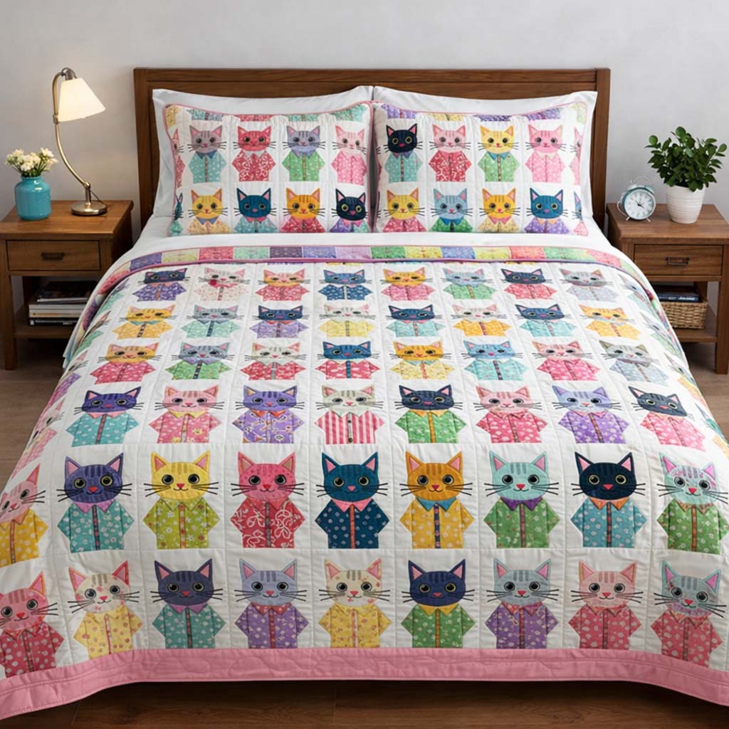 Cat Serenity Quilted Bedding Set Bed Decor Ideas Cat Presents Christmas