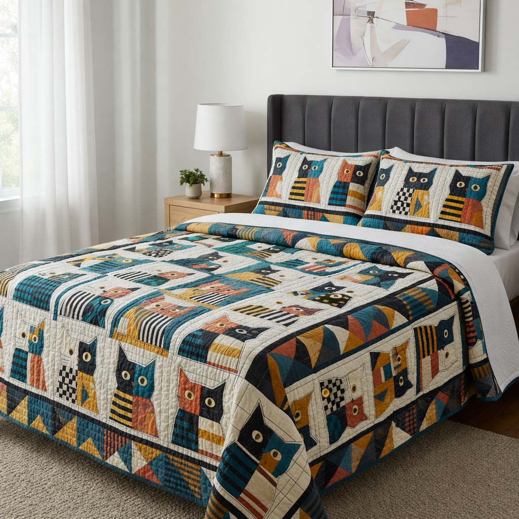 Cat Serenity Quilted Bedding Set Bedding Decor Gift For Cat Lover