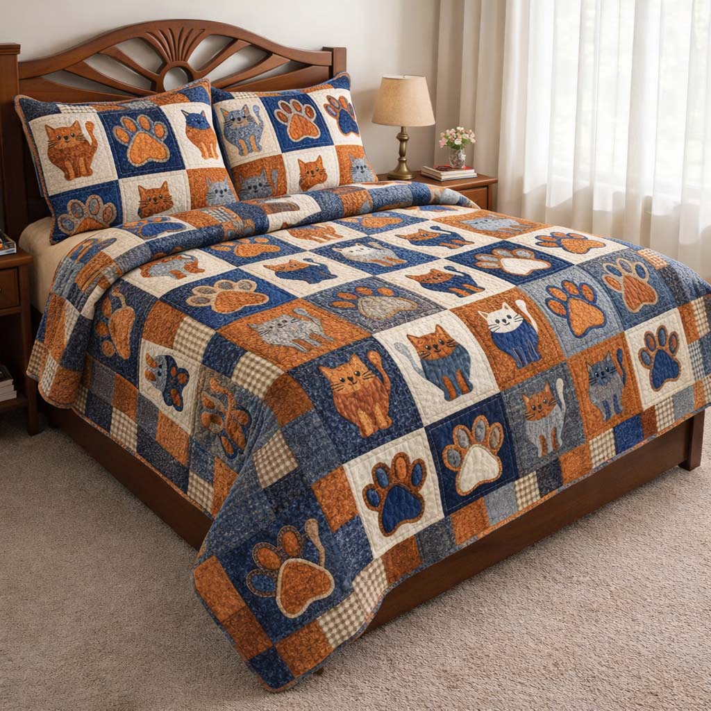 Cat Serenity Quilted Bedding Set Bedroom Decor Ideas Cat Presents For Cat Lovers