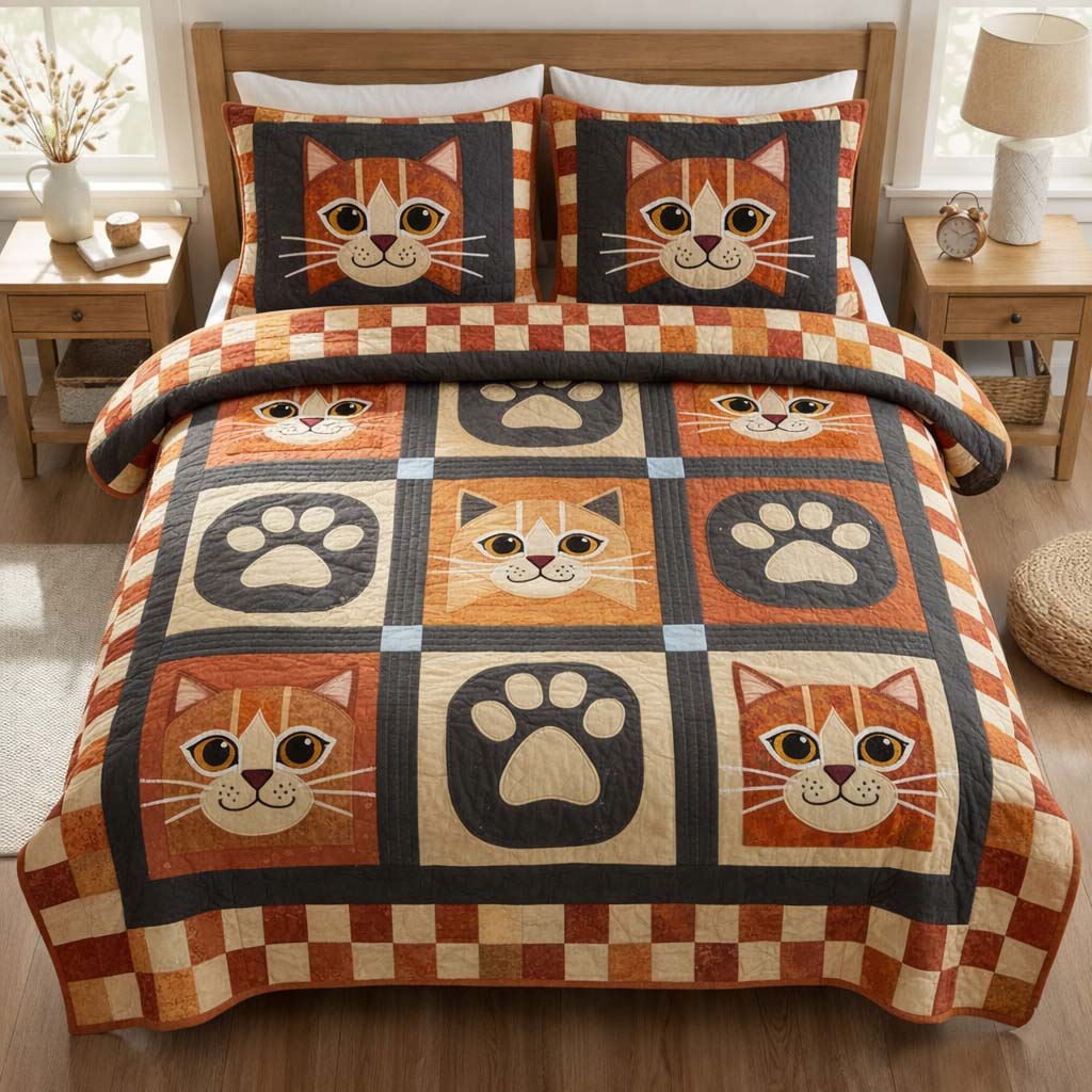 Cat Serenity Quilted Bedding Set Bedroom Decorations Cat Presents For Christmas