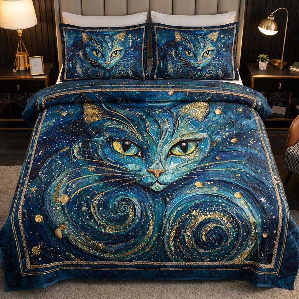 Cat Serenity Quilted Bedding Set Cool Bedroom Ideas Xmas Gift For Cat