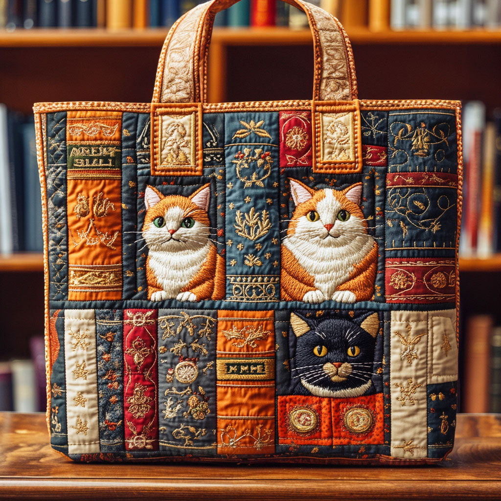 Cat Shelf Stories Quilted Tote Bag Best Totes Bookish Gift Ideas