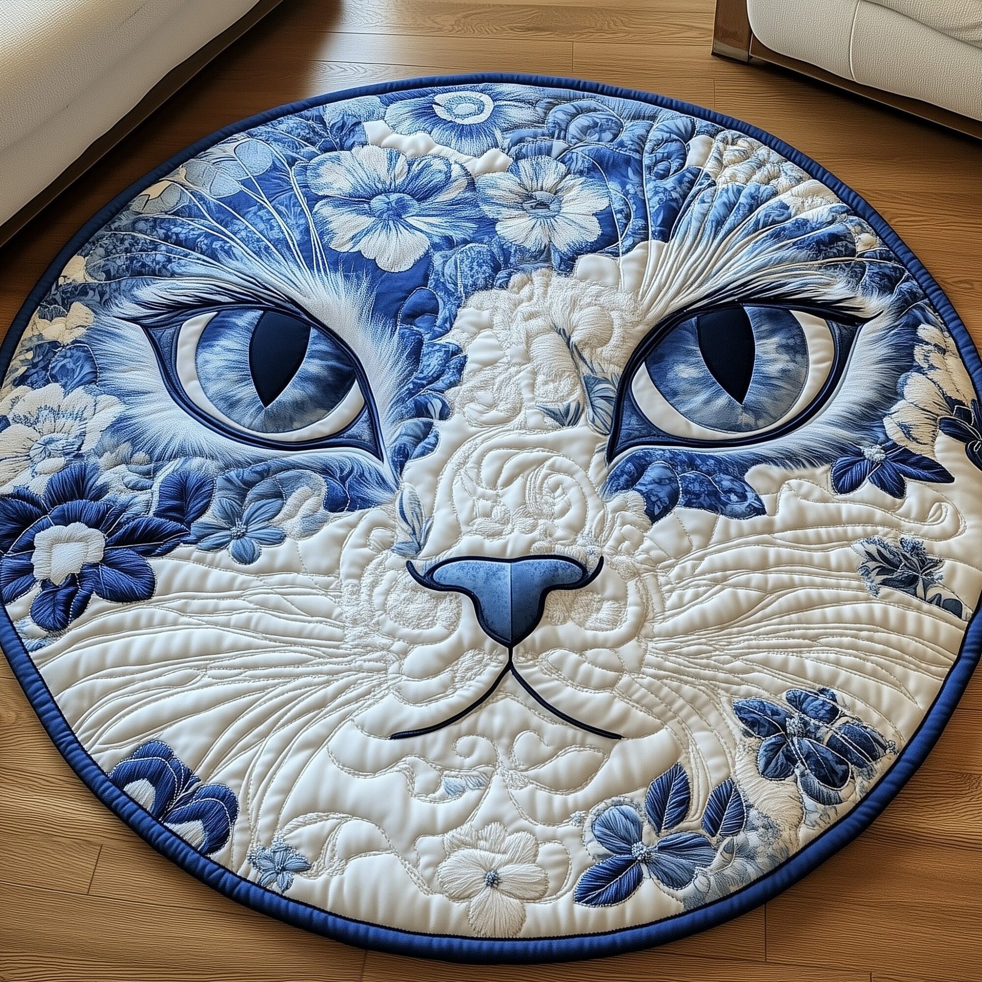 Catitude Quilted Round Mat Cozy Quilted Round Mat for Warm Ambiance