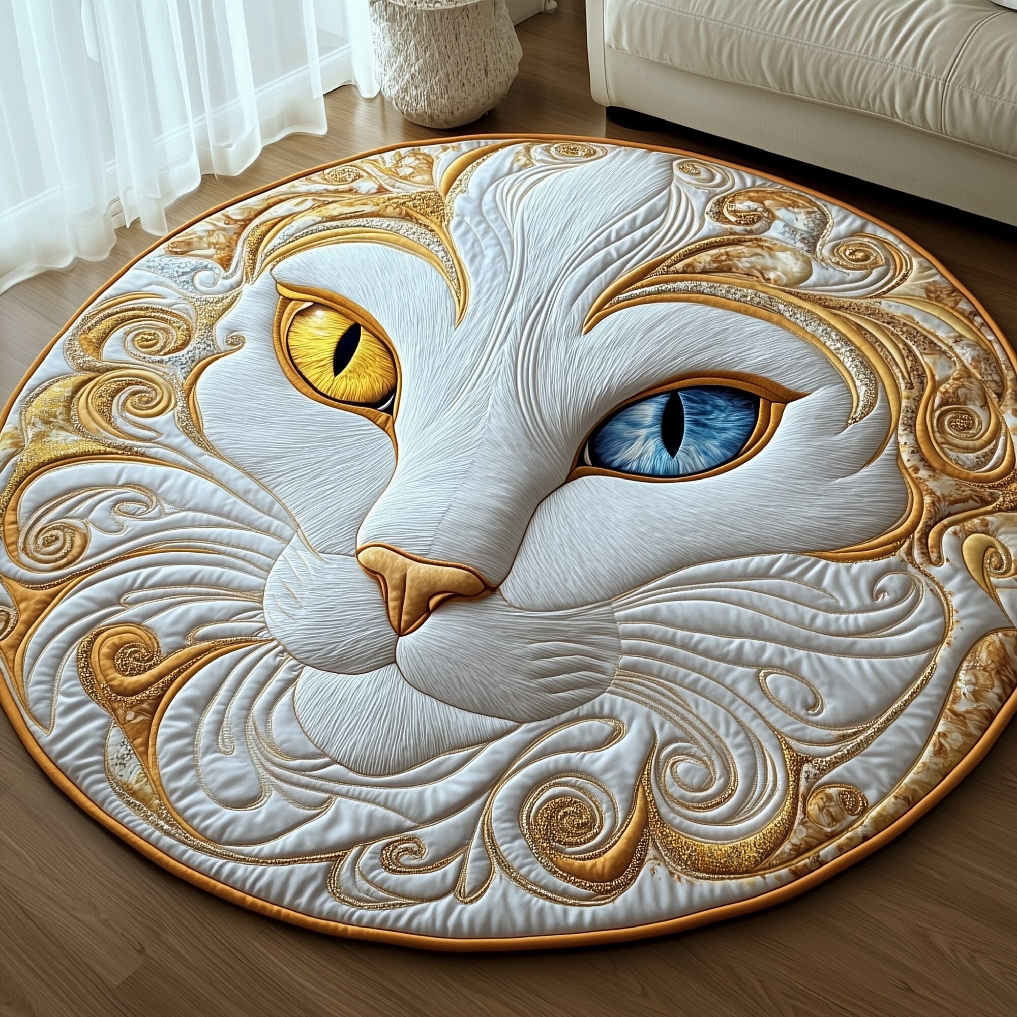 Catitude Quilted Round Mat High-Quality Quilted Round Mat for Soft Comfort