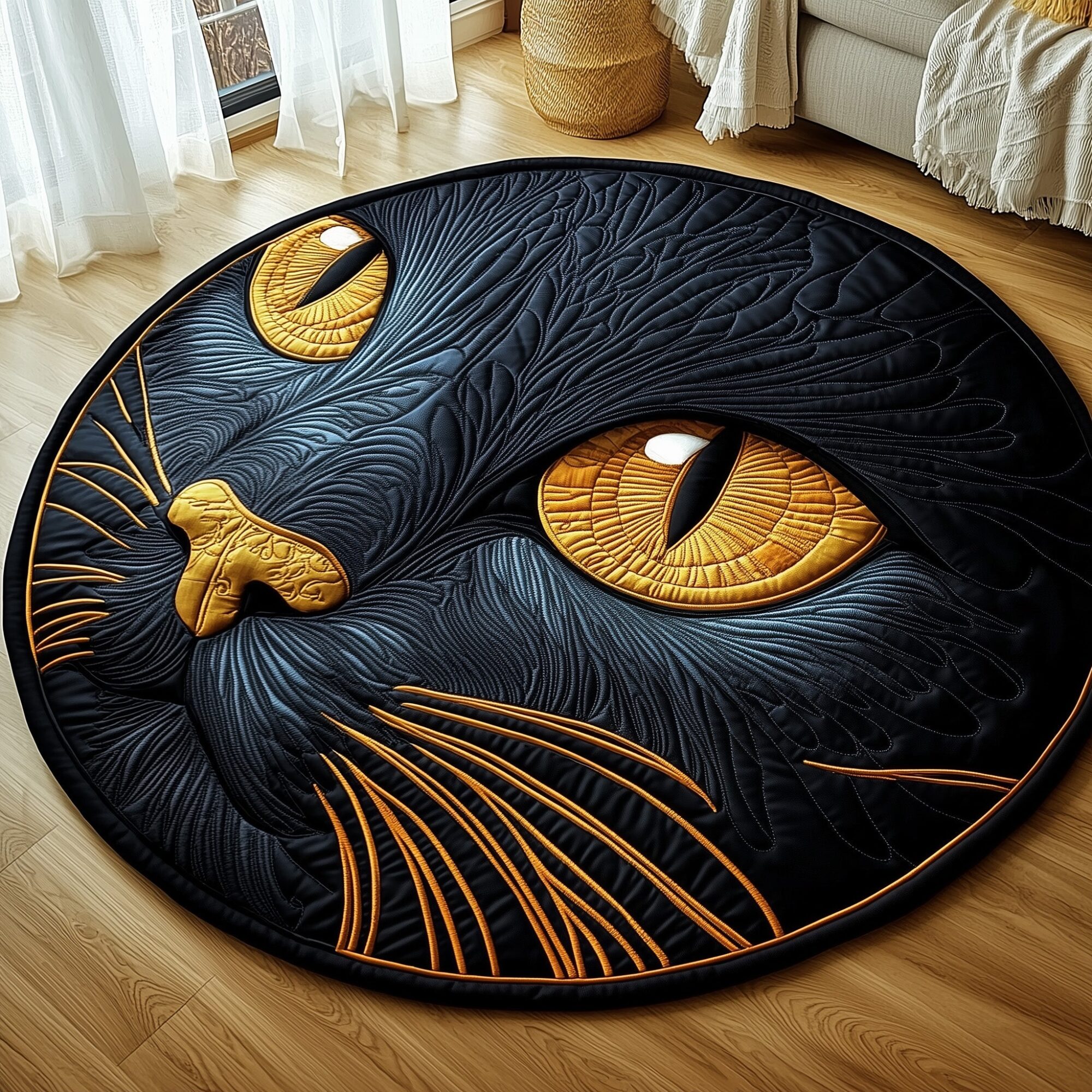 Catitude Quilted Round Mat Soft Cotton Quilted Round Mat for Daily Comfort