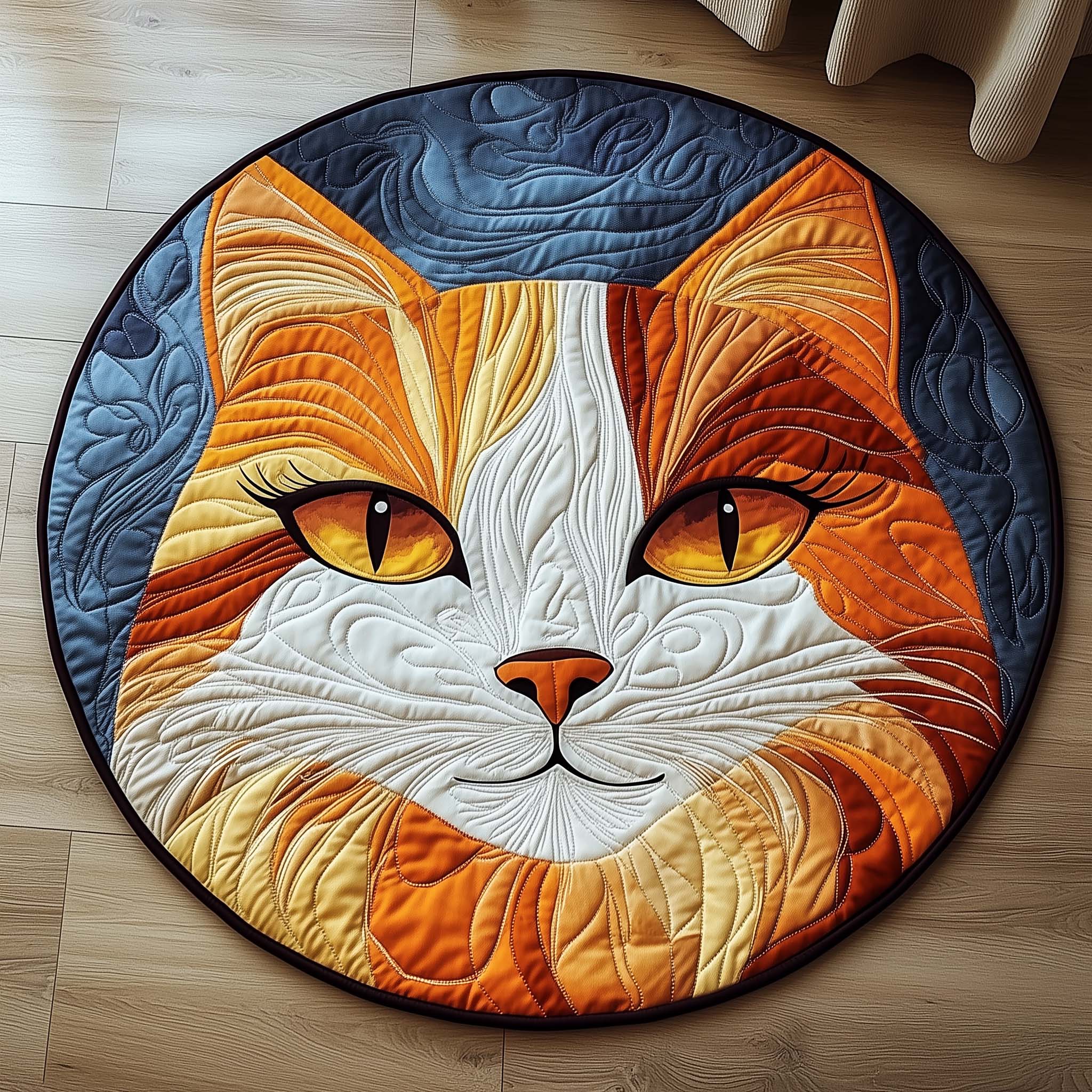 Catitude Quilted Round Mat Unique Quilted Round Mat for Modern Interiors