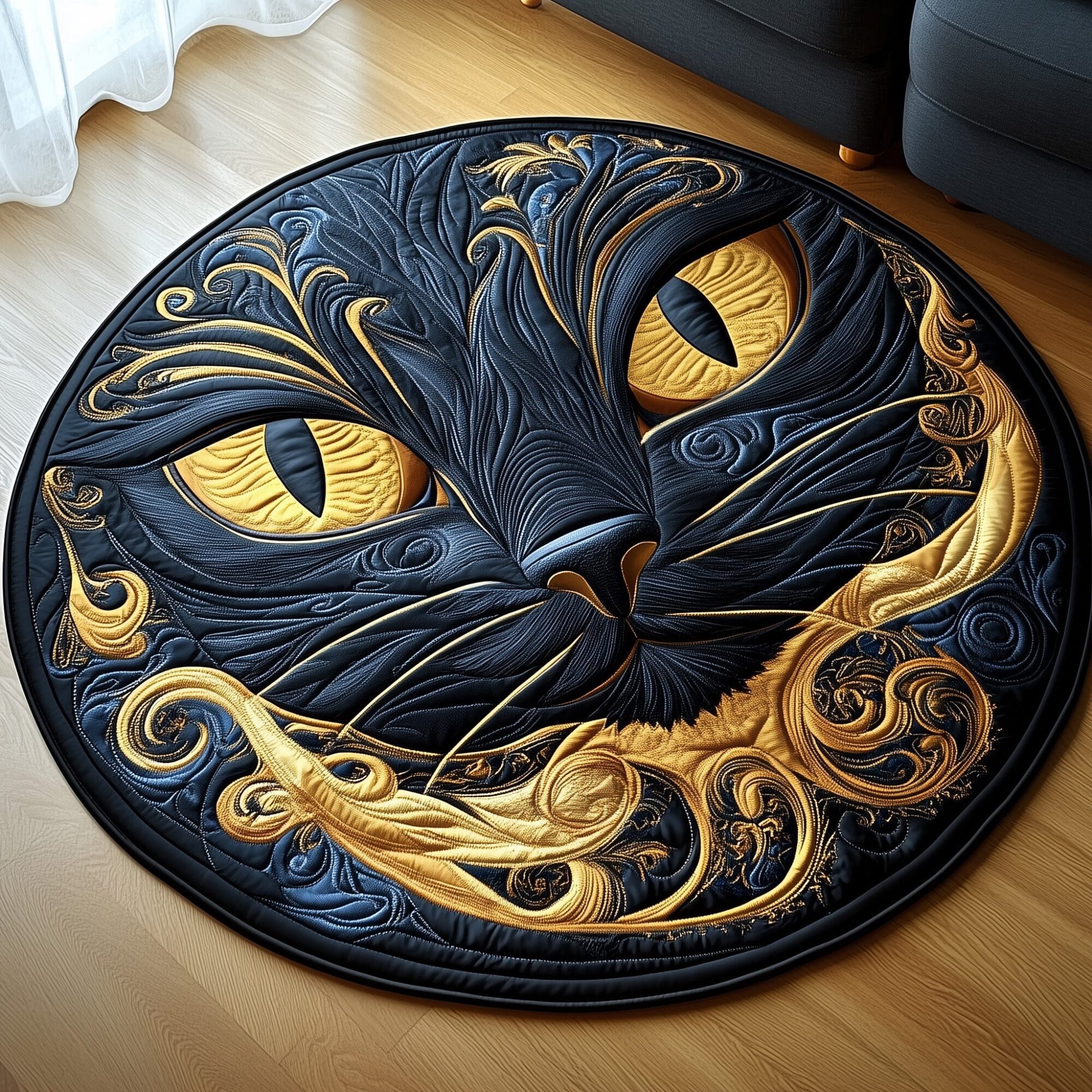 Catitude Quilted Round Mat Unique Quilted Round Mat for Modern Interiors