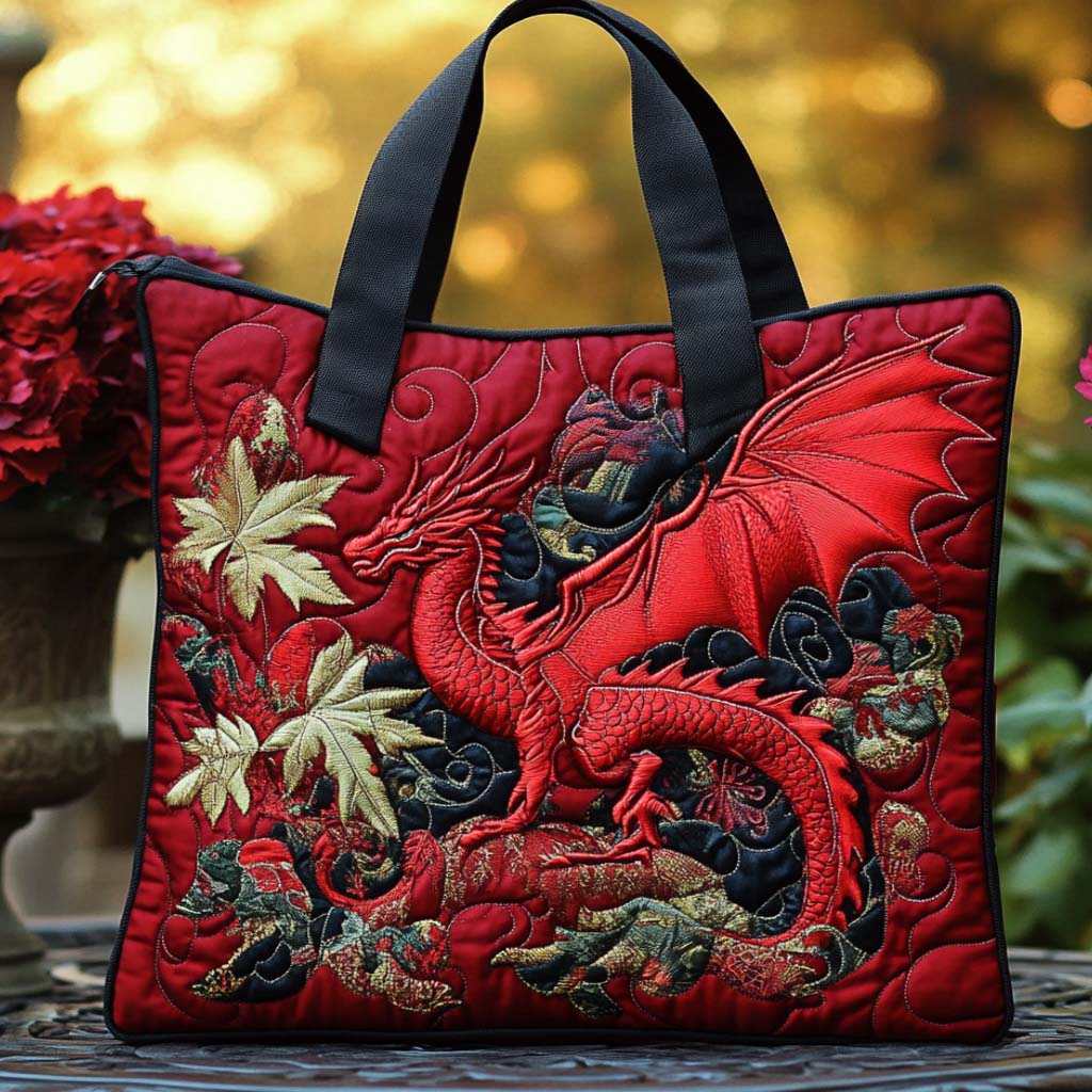 Celestial Dragon Flight Quilted Tote Bag Womens Handbag Dragon Presents