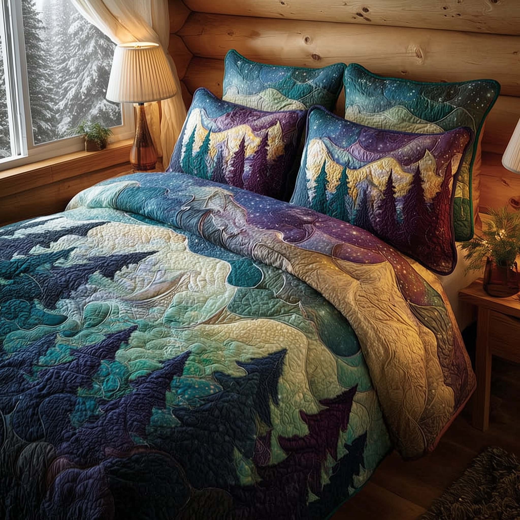 Celestial Lights Quilted Bedding Set Bedroom Decor Best Presents For Mothers