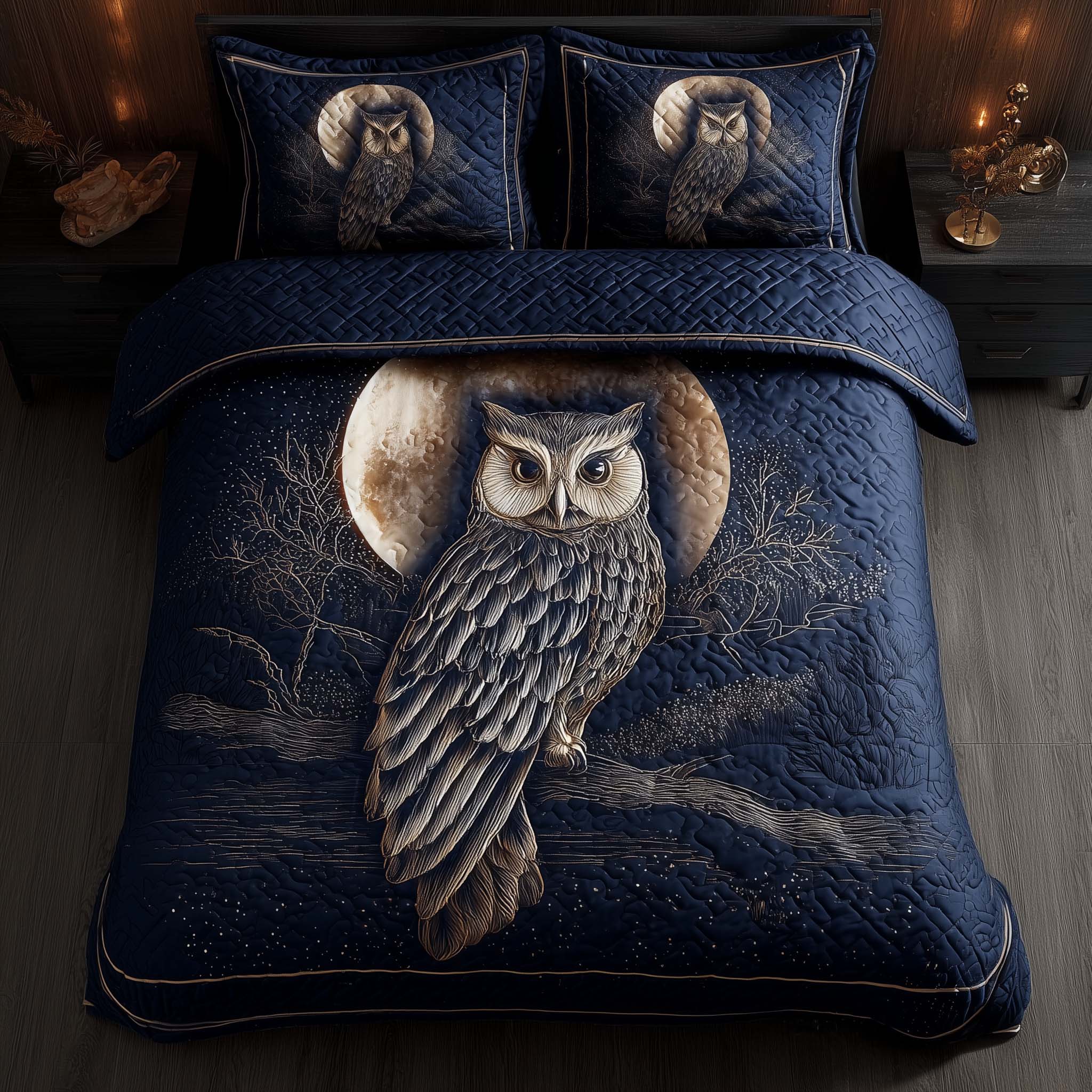 Celestial Owl Quilted Bedding Set Best Queen Sheets Owl Gifts For Her
