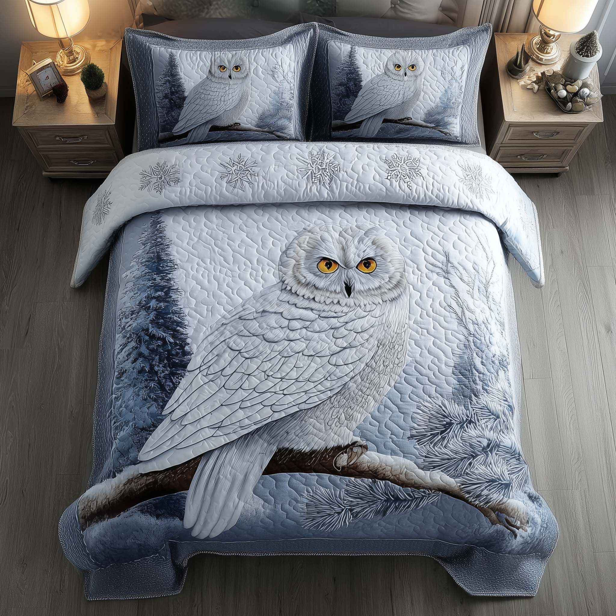 Celestial Owl Quilted Bedding Set Comforter And Sheet Sets Owl Items For Gifts