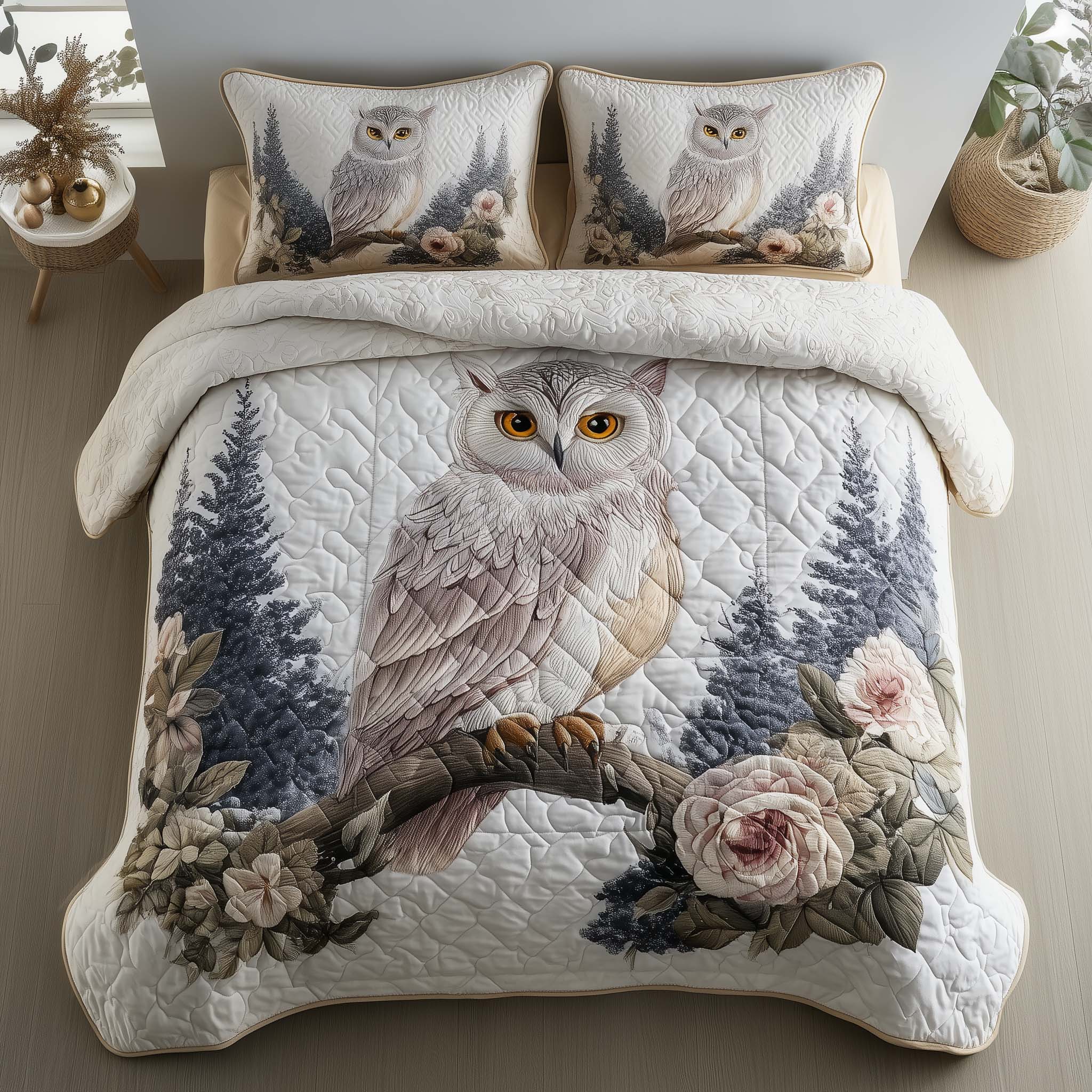 Celestial Owl Quilted Bedding Set Comforter Sets Queen Owl Present Ideas