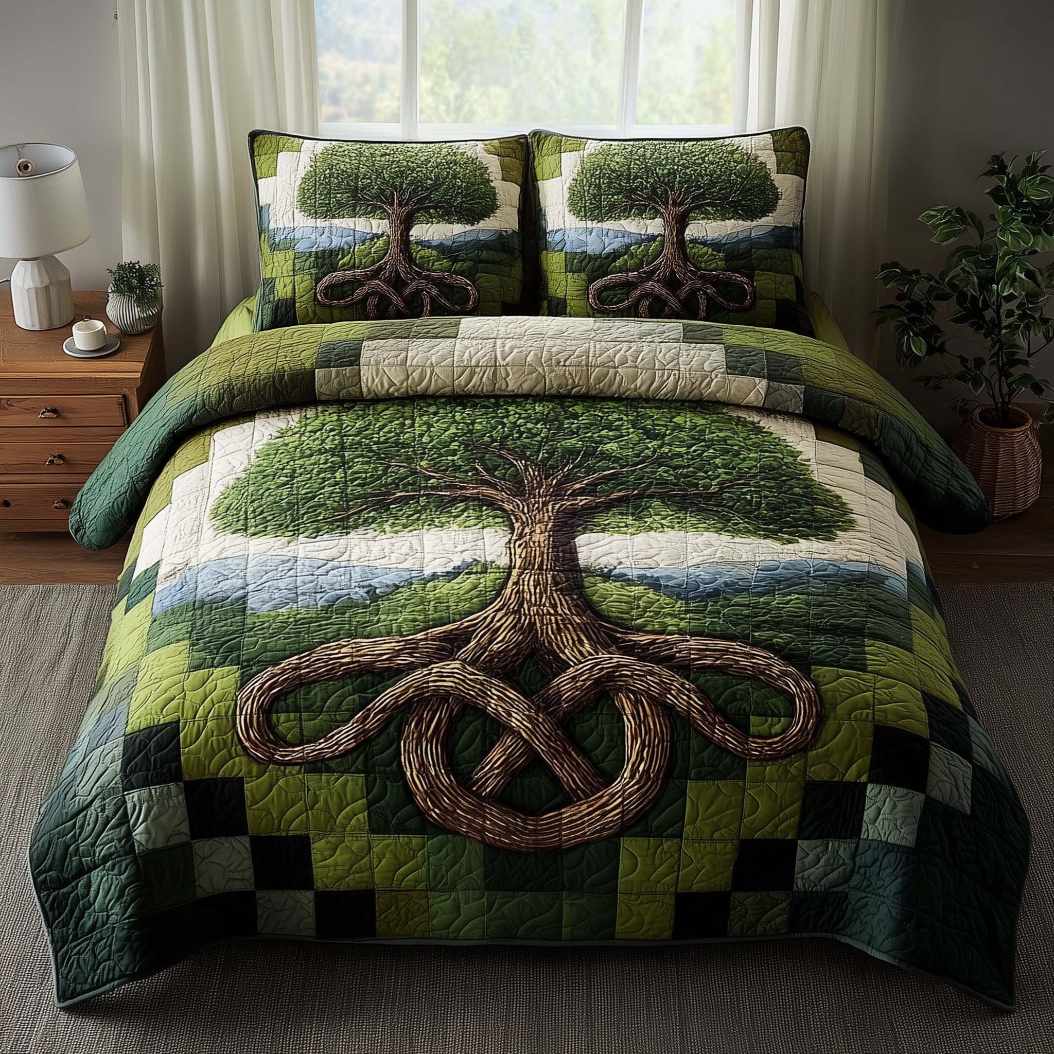 Celestial Tree Quilted Bedding Set Cover Bed Set Tree Of Life Christmas Gifts