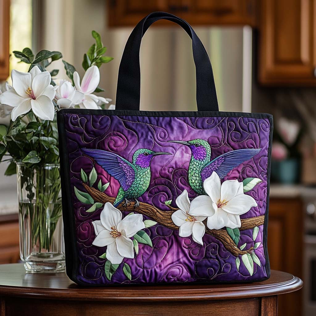 Charming Hummer Flight Quilted Tote Bag Best Mom Tote Bag Best Hummingbird Christmas Gifts