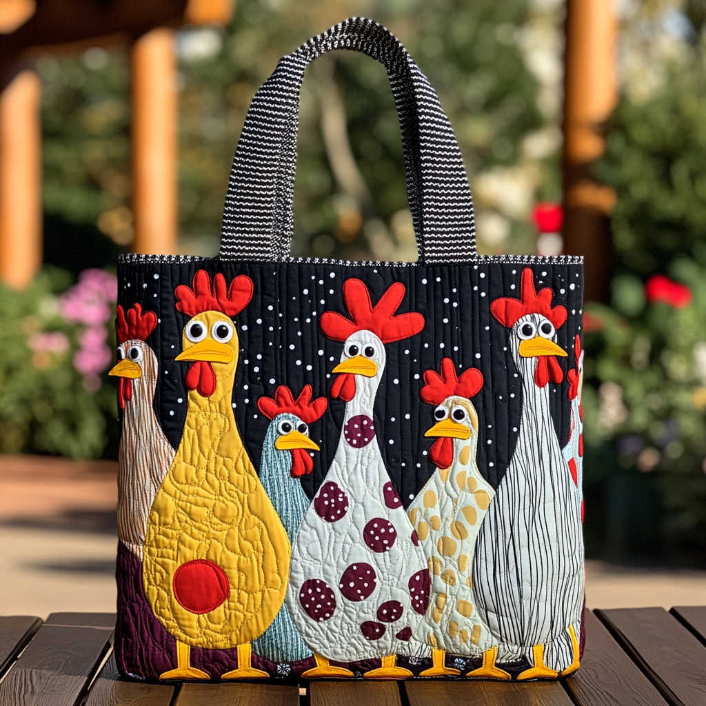 Chicken Friends Quilted Tote Bag Best Ladies Tote Bags Gifts For Chicken Owners