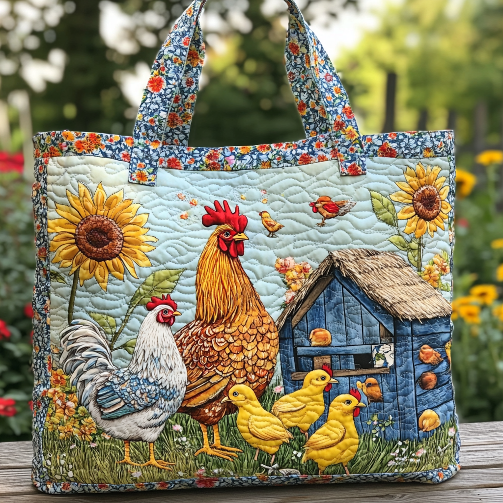 Chicken Joy Quilted Tote Bag Cool Tote Bags For Women Chicken Christmas Gifts