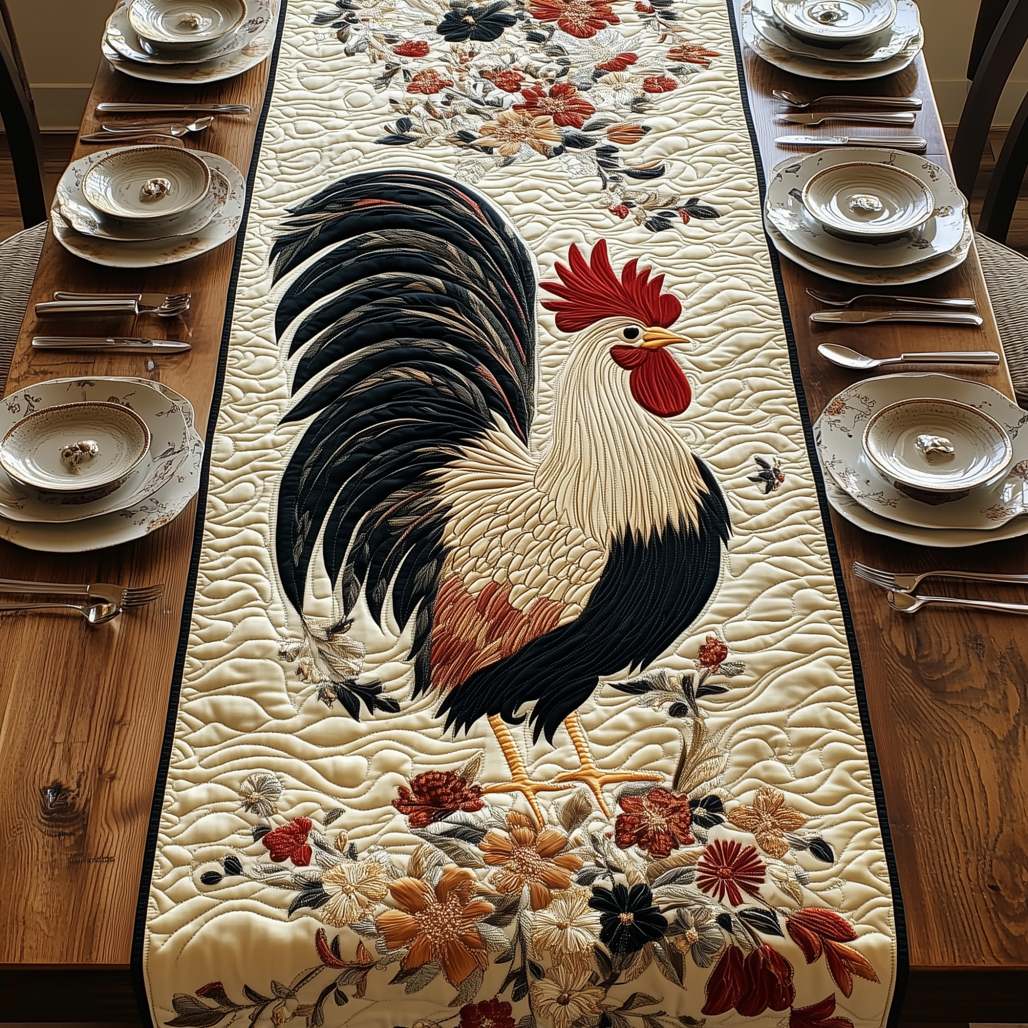 Chicken Quilted Table Runner Formal Dining Table Runners Chicken Themed Gifts