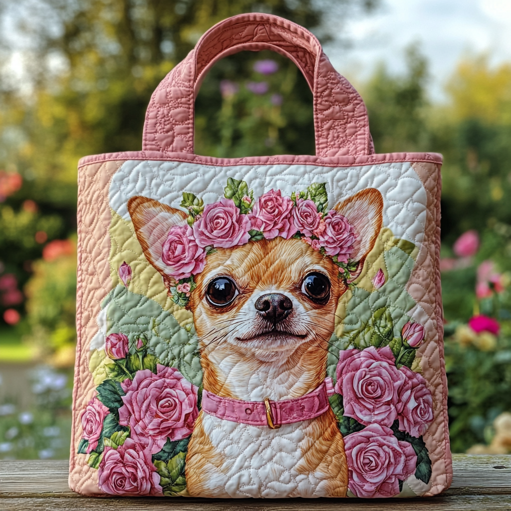 Chihuahua Glow Quilted Tote Bag Cool Tote Bags For Women Chihuahua Gifts Items