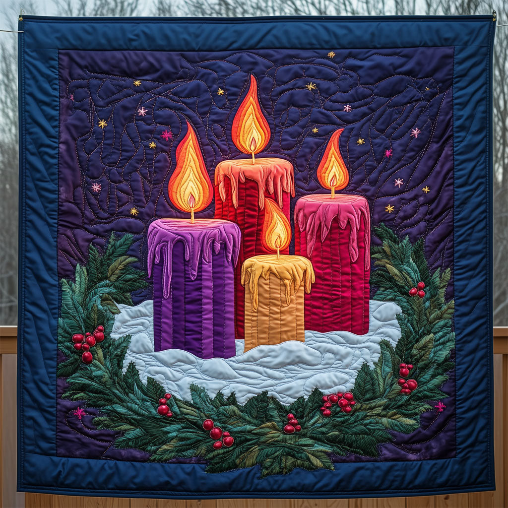 Christmas Advent Candles Quilt Beautiful Printed Quilt Blanket for Home Aesthetics
