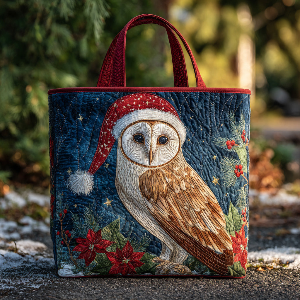 Christmas Barn Owl Quilted Tote Bag Work Totes For Women Owl Christmas Presents