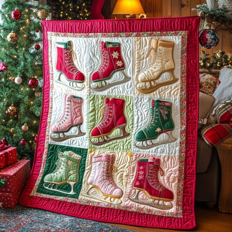 Christmas Boots Quilt Unique Holiday Gift Idea with Quilt Blanket