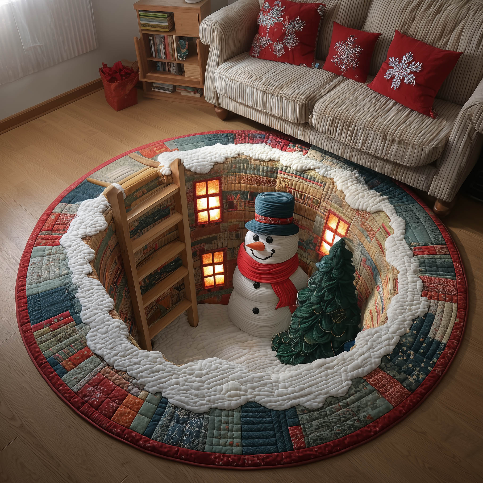 Christmas Buddy Quilted Round Mat Vibrant Quilted Round Mat to Brighten Your Room