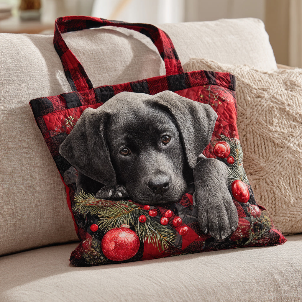 Christmas Lab Quilted Tote Bag Shoulder Handbag Labrador Gifts For Owners