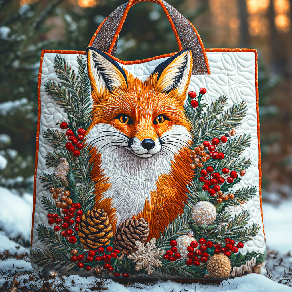 Christmas Leaf Fox Quilted Tote Bag Womens Handbag Cute Fox Gifts