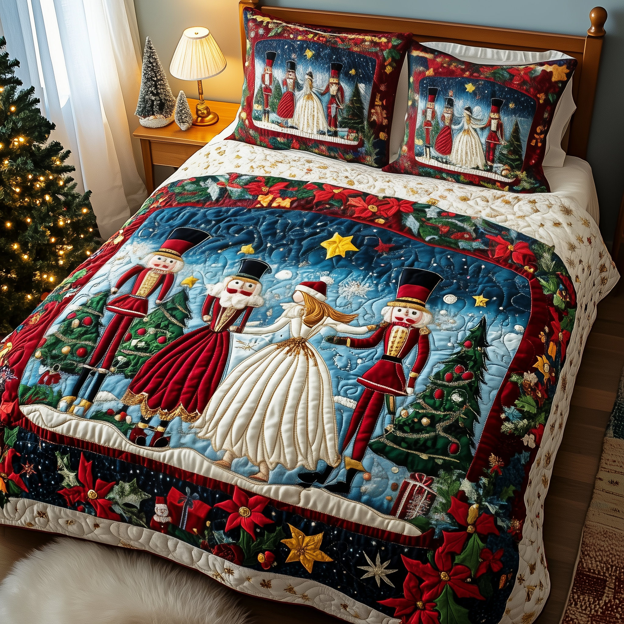 Christmas Nutcracker Quilted Bedding Set Christmas Bed Ideas Christmas Ideas For Girlfriend