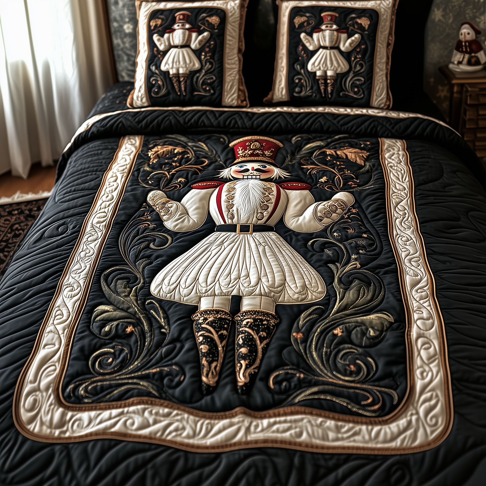 Christmas Nutcracker Quilted Bedding Set Holiday Bedding Sets Best Couple Gifts For Christmas