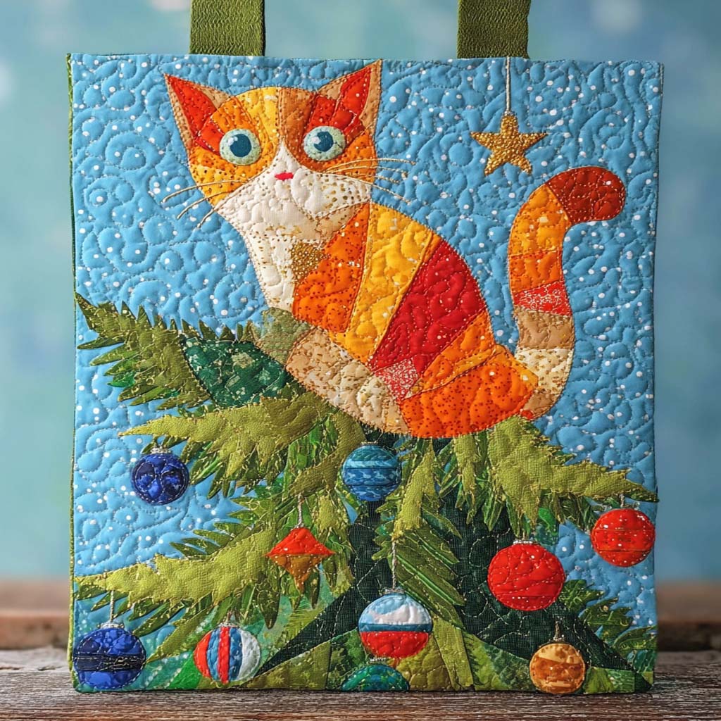 Christmas Tree Climber Quilted Tote Bag Best Handbag For Everyday Use Best Mum Gifts