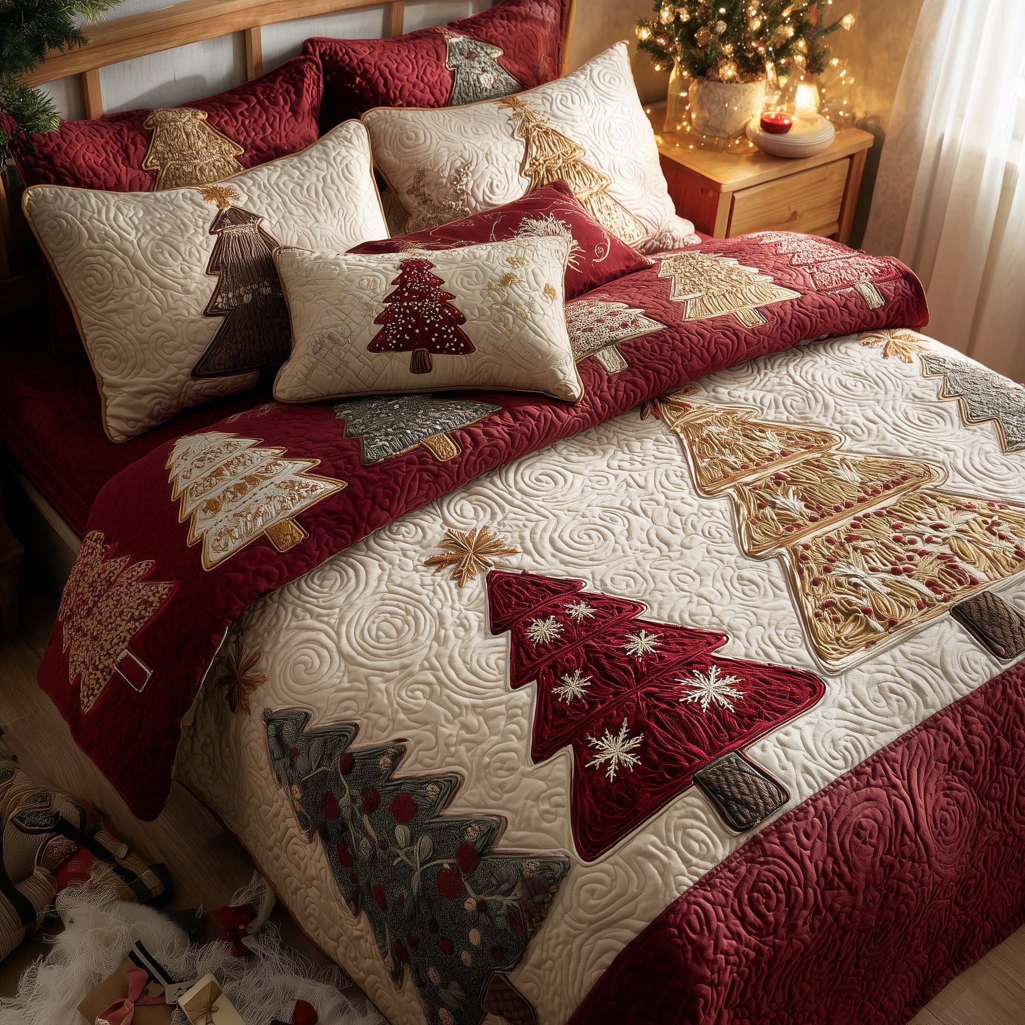 Christmas Vibe Quilted Bedding Set Cozy Christmas Bedroom Good Xmas Gifts For Her