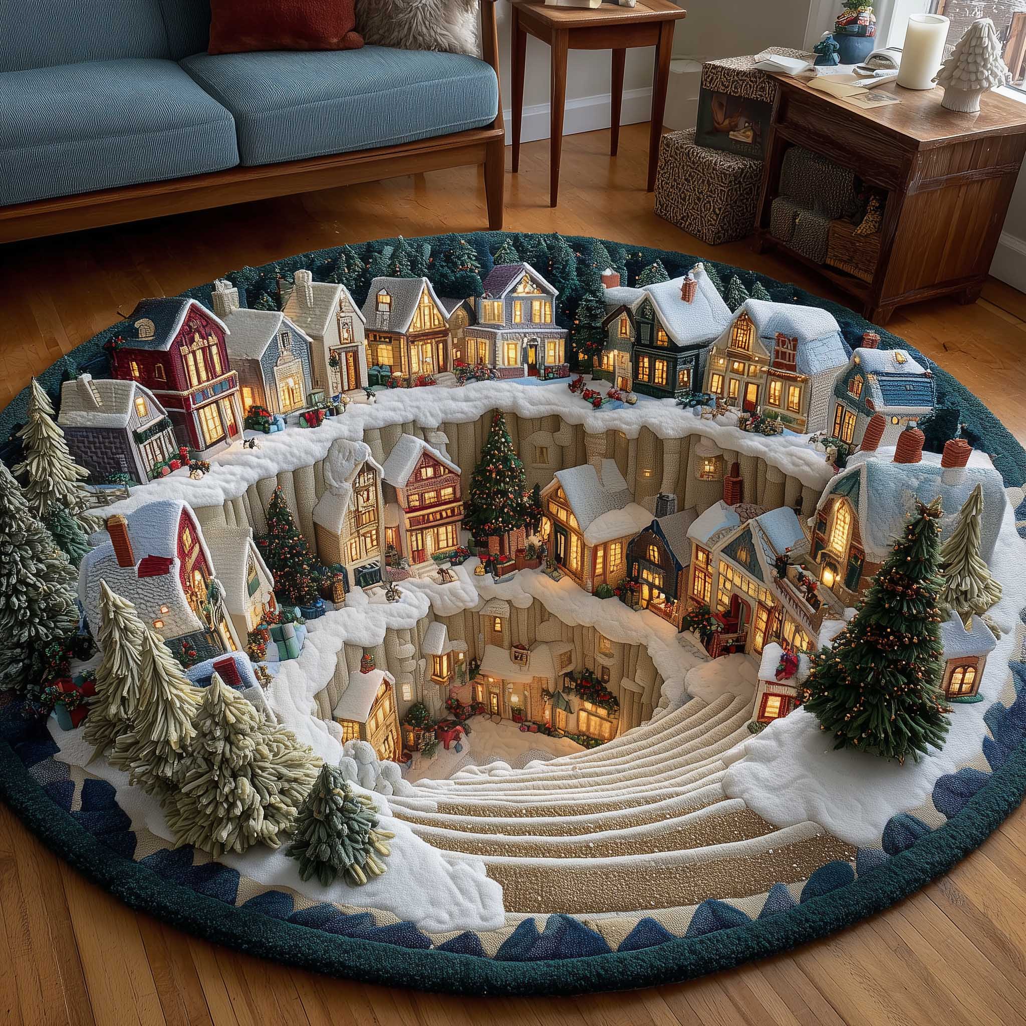 Christmas Wonderland Quilted Round Mat Eco-Friendly Quilted Round Mat for Sustainable Living