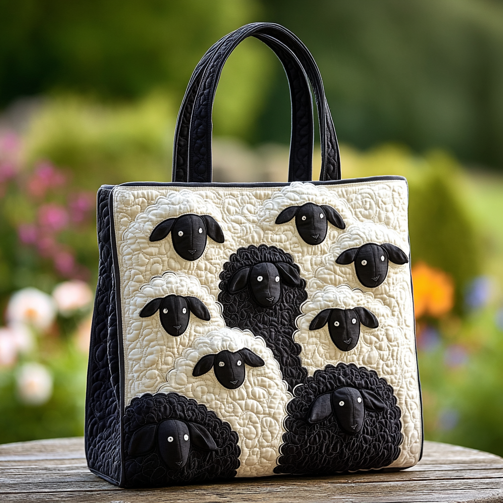 Chubby Sheep Quilted Tote Bag Top Tote Bags Presents For Sheep Lovers
