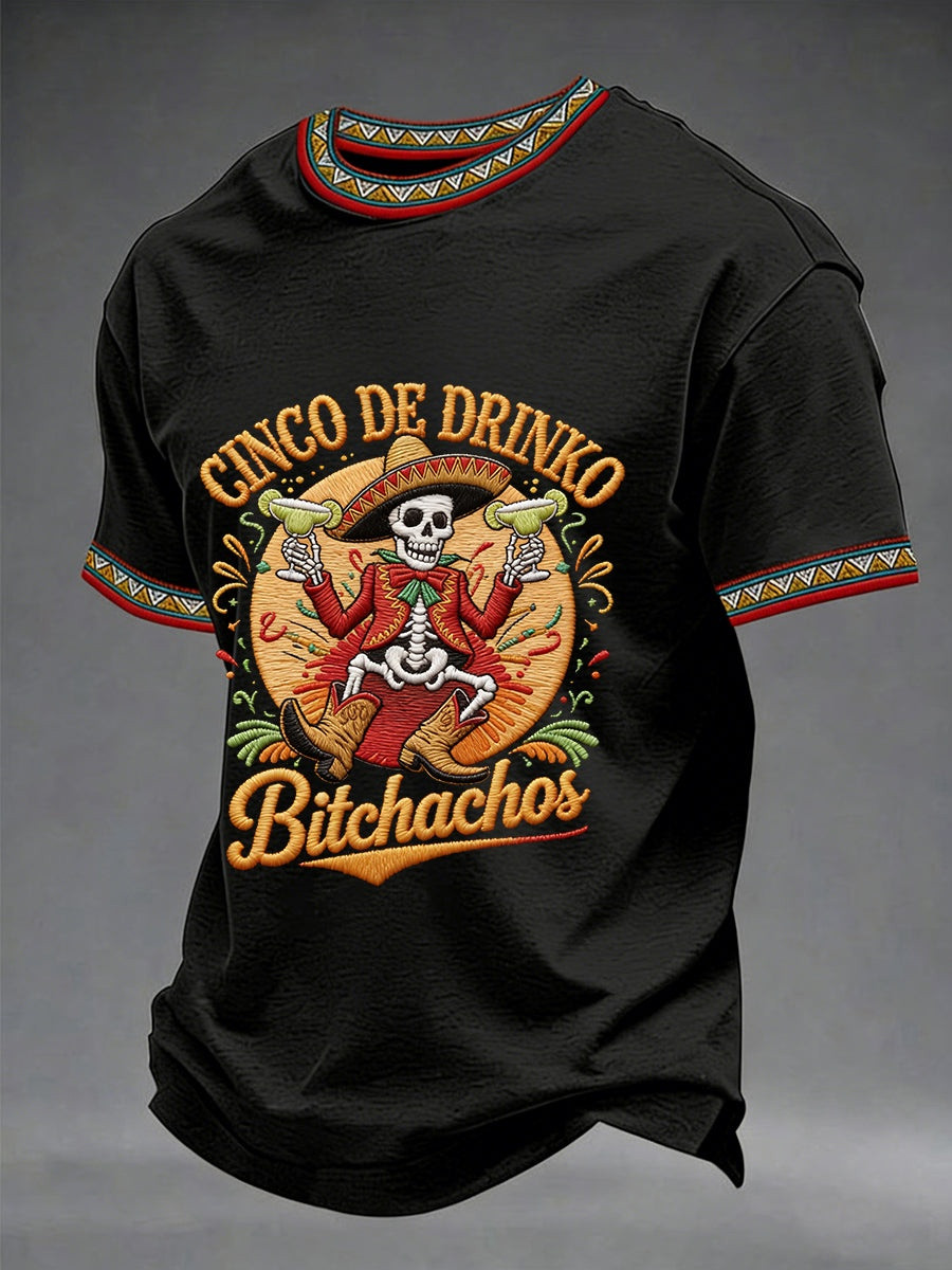Cinco De Drinko Bitchachos T-Shirt Funny Skeleton Margarita Apparel Gift For Husbands