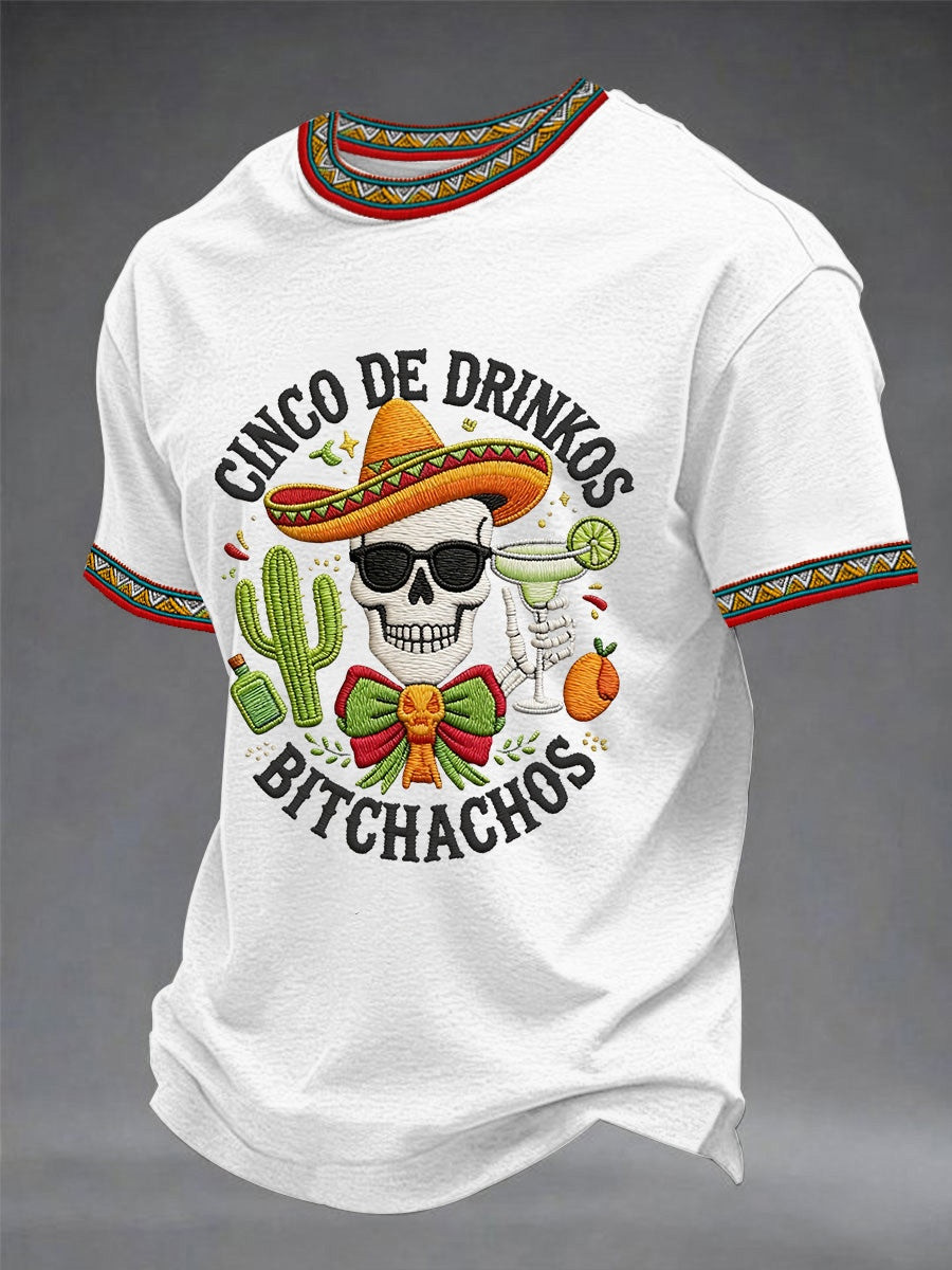 Cinco De Drinkos Bitchachos T-Shirt Mens Mexican Food and Drinks Clothing Gift For Brothers