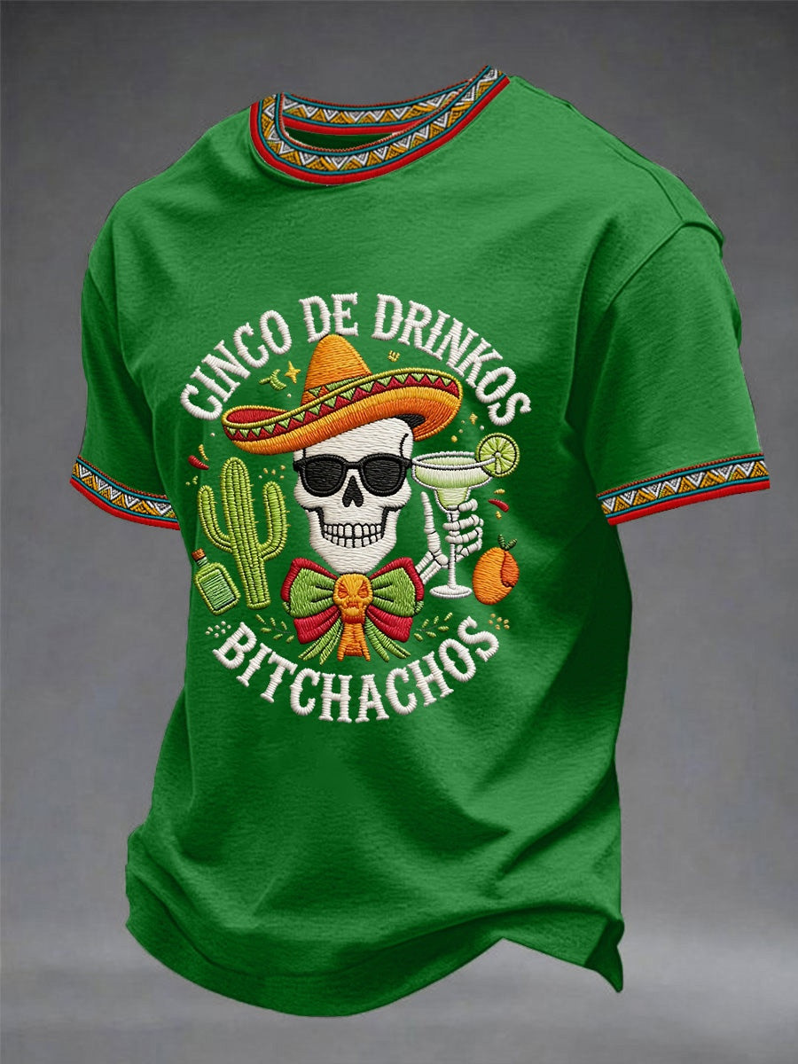 Cinco De Drinkos Bitchachos T-Shirt Mens Mexican Food and Drinks Clothing Gift For Brothers - Image 2