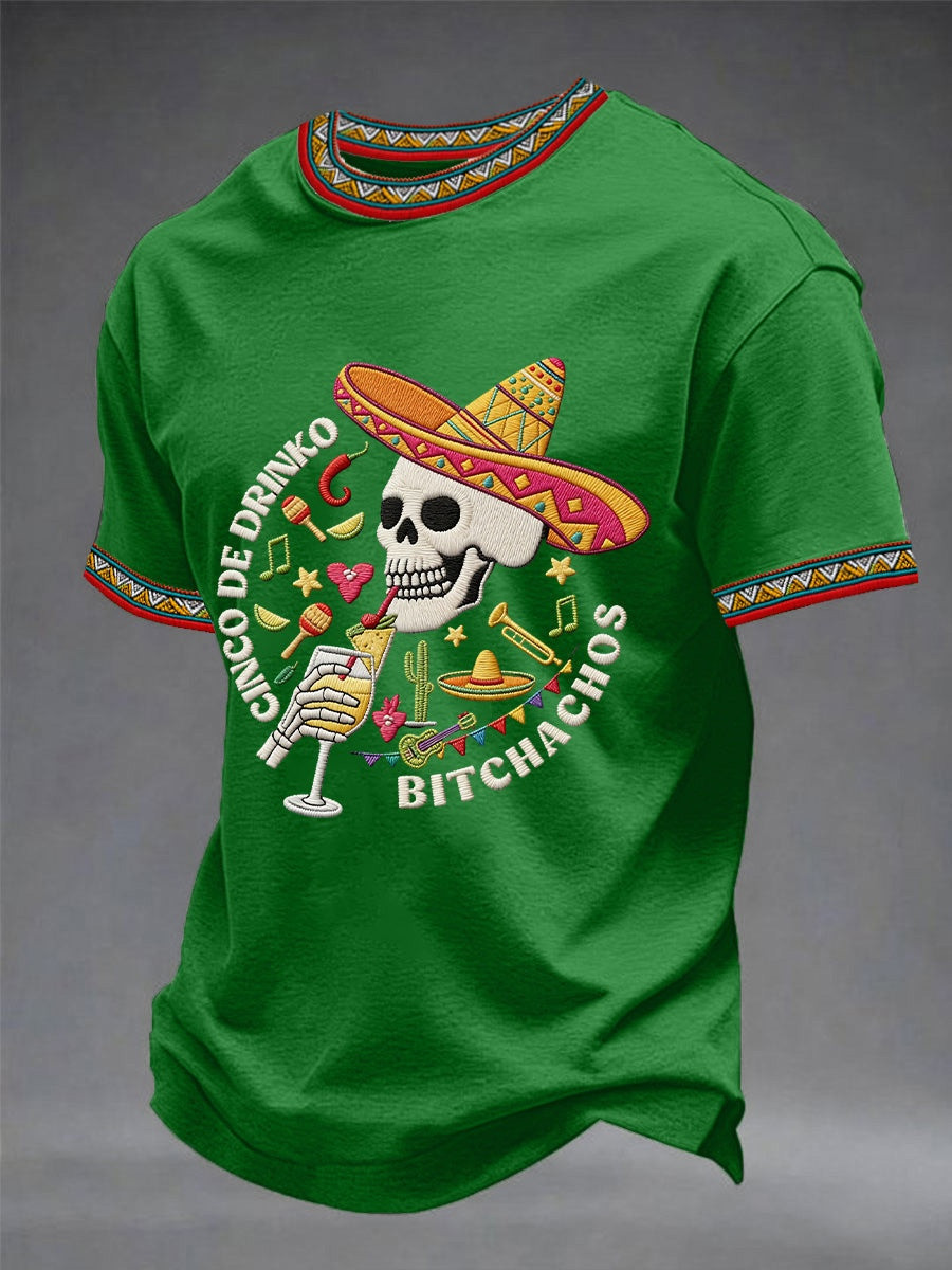 Cinco De Mayo Funny Mexican Skeleton T-Shirt Mexican Folklore Clothing Gift For Husband