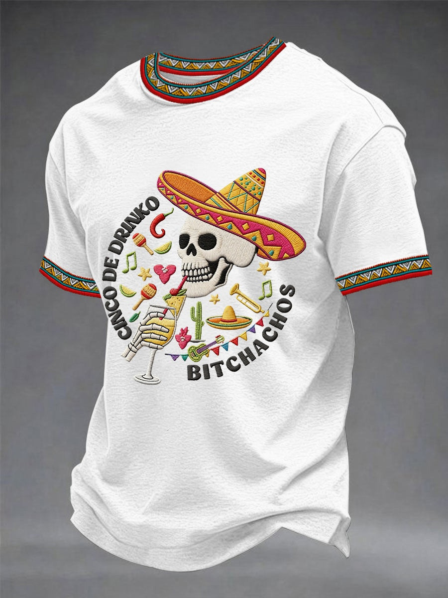 Cinco De Mayo Funny Mexican Skeleton T-Shirt Mexican Folklore Clothing Gift For Husband - Image 2